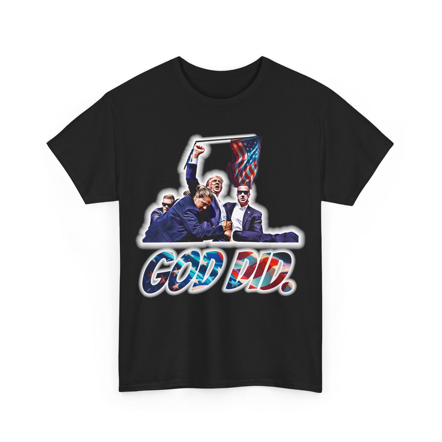 Trumpstar GOD DID PRESIDENTS Flag White Glow T Shirt Special Edition United We Stand America Apparel Tee Unisex Mens Womens Stars Stripes Great Again Patriotic 2024 Bulletproof You Missed Rally Presidential Campaign Joe Merch
