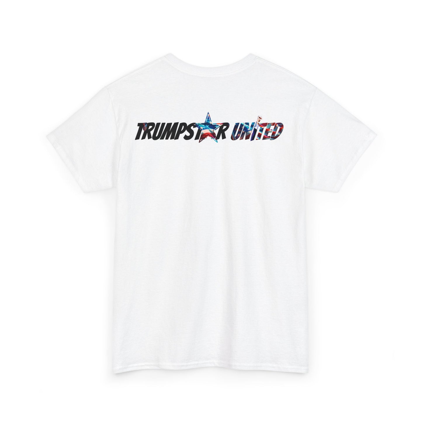 Trumpstar YOU MISSED Flag White Glow T Shirt Special Edition United We Stand America Apparel White Tee  Unisex Mens Womens Stars and Stripes Be Great Again Patriotic Christian Bulletproof You Missed President Presidential Campaign Joe Merch