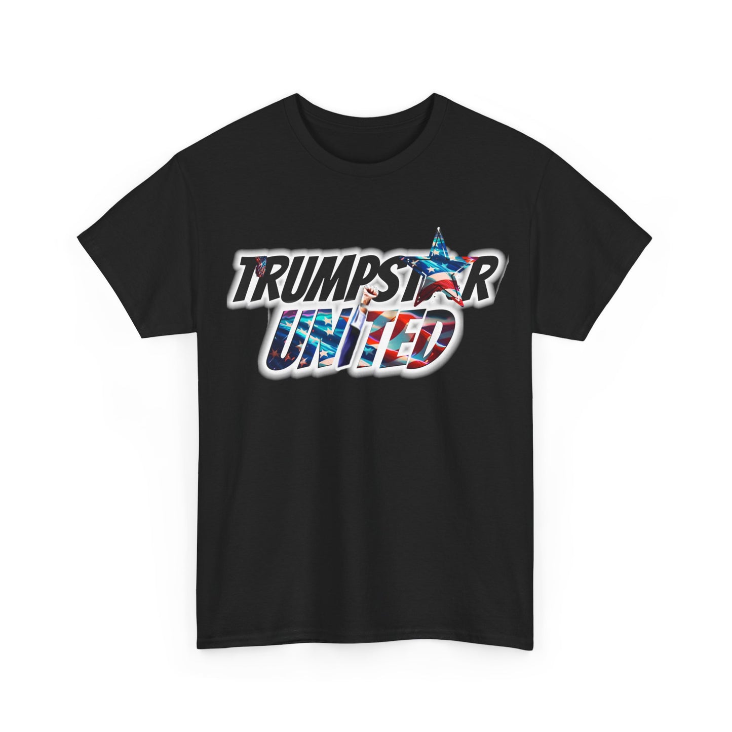 Trumpstar UNITED Flag White Glow T Shirt Special Edition United We Stand America Apparel Tee  Unisex Mens Womens Stars Stripes Great Again Patriotic 2024 Bulletproof You Missed Rally Presidential Campaign Joe Merch