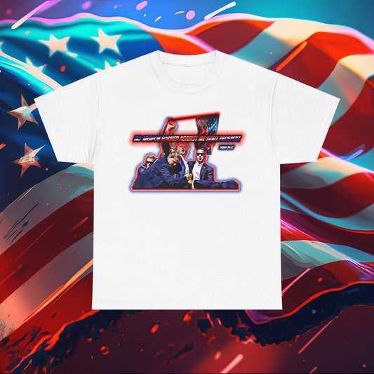 Trumpstar NO WEAPON FORMED Glow T Shirt Special Edition Isaiah 54:17 United We Stand America Apparel White Tee  Unisex Mens Womens Stars and Stripes Be Great Again Patrioticmaga rally make America great again