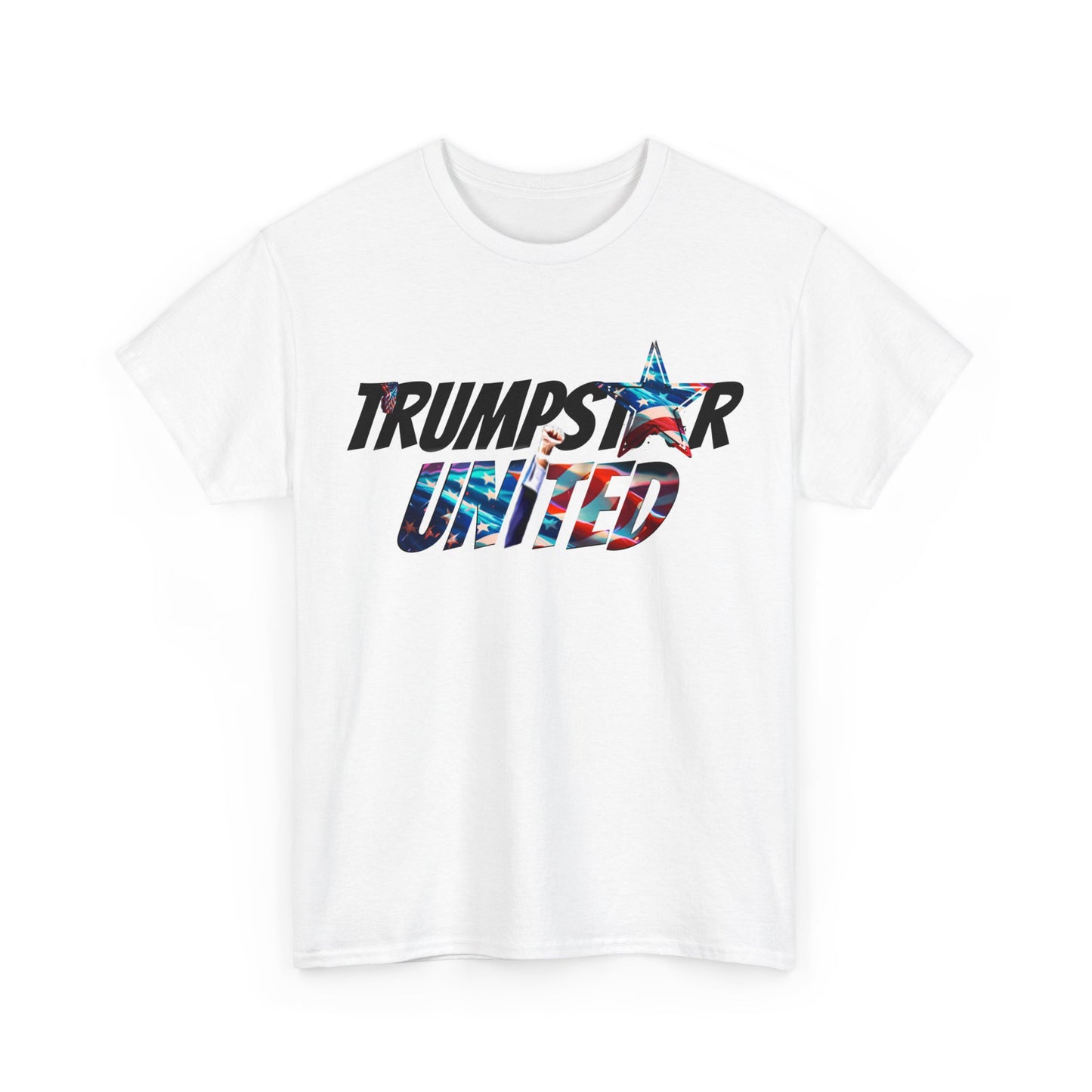 Trumpstar UNITED Flag White Glow T Shirt Special Edition United We Stand America Apparel Tee  Unisex Mens Womens Stars Stripes Great Again Patriotic 2024 Bulletproof You Missed Rally Presidential Campaign Joe Merch