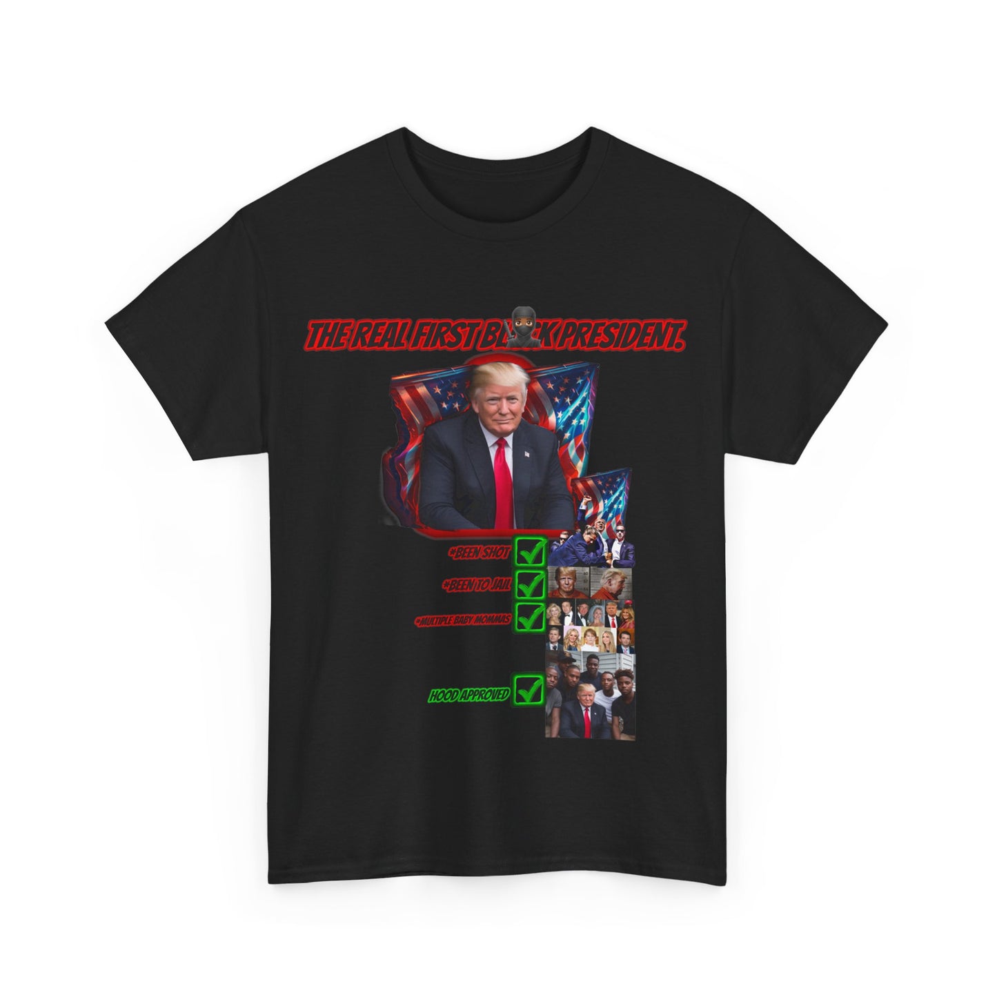 Trumpstar REAL FIRST PRESIDENT OBAMA BLACK White Glow T Shirt Special Edition United We Stand America Apparel Tee  Unisex Mens Womens Stars Stripes Great Again Patriotic 2024 Bulletproof You Missed Rally Presidential Campaign Joe Merch maga rally