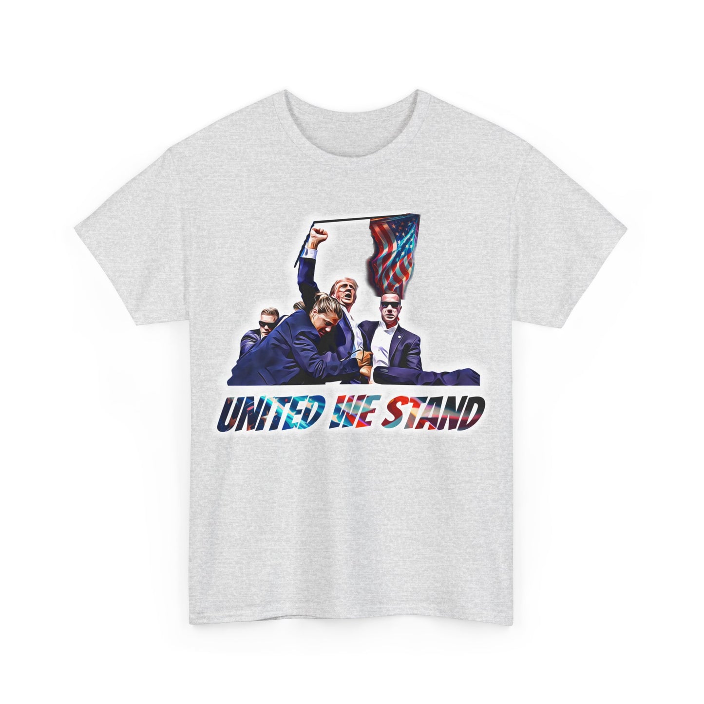 Trumpstar UNITED WE STAND Flag White Glow T Shirt Special Edition United We Stand America Apparel White Tee  Unisex Mens Womens Stars and Stripes Be Great Again Patriotic 2024 Bulletproof You Missed Rally Presidential Campaign Joe Merch