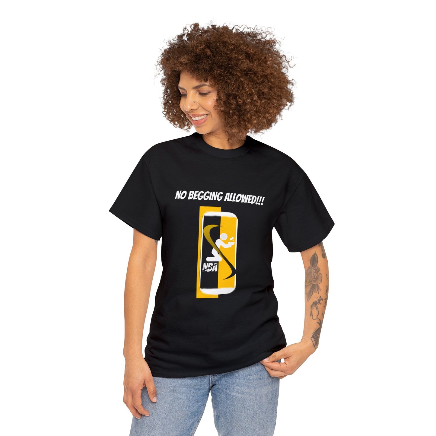 No Begging Allowed LOGO National T Shirt - Wealthy Mansion Music Reviews - OFFICAL NO BEGGING ALLOWED - Unisex Heavy Cotton Tee RICH HOUSE