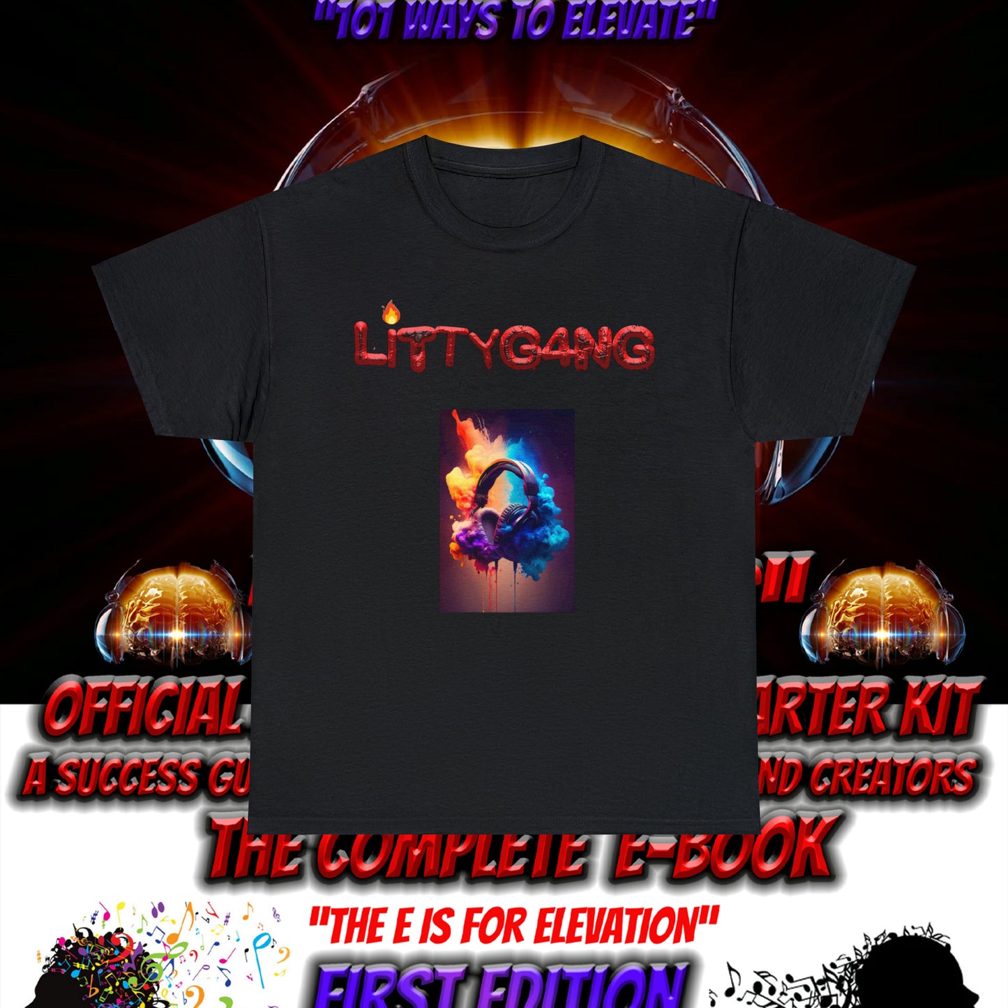 OFFICIAL "LITTYGANG" Littok Radio Tee - Datboijay Artist Elevation Ebook  Logo T Shirt