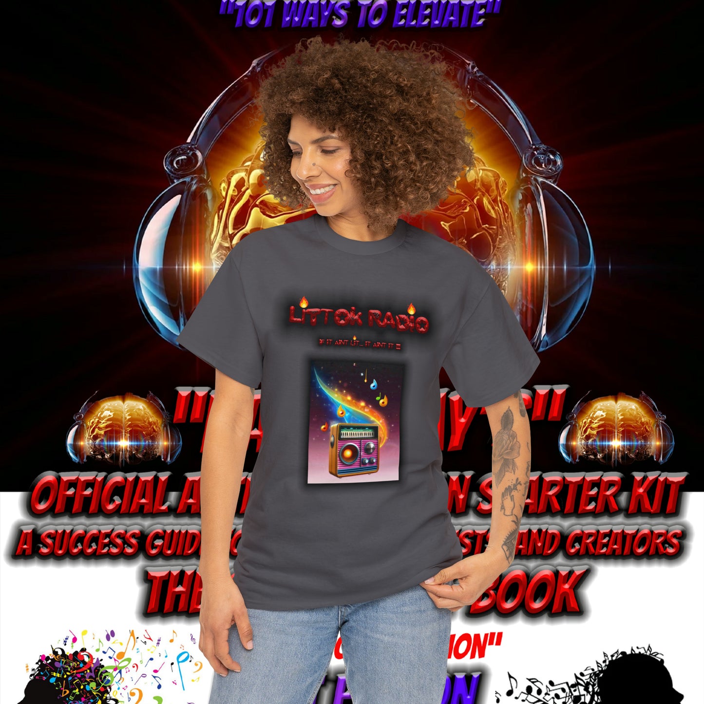 OFFICIAL "LITTOK RADIO" Tee 2 - Datboijay Artist Elevation Ebook  Logo T Shirt