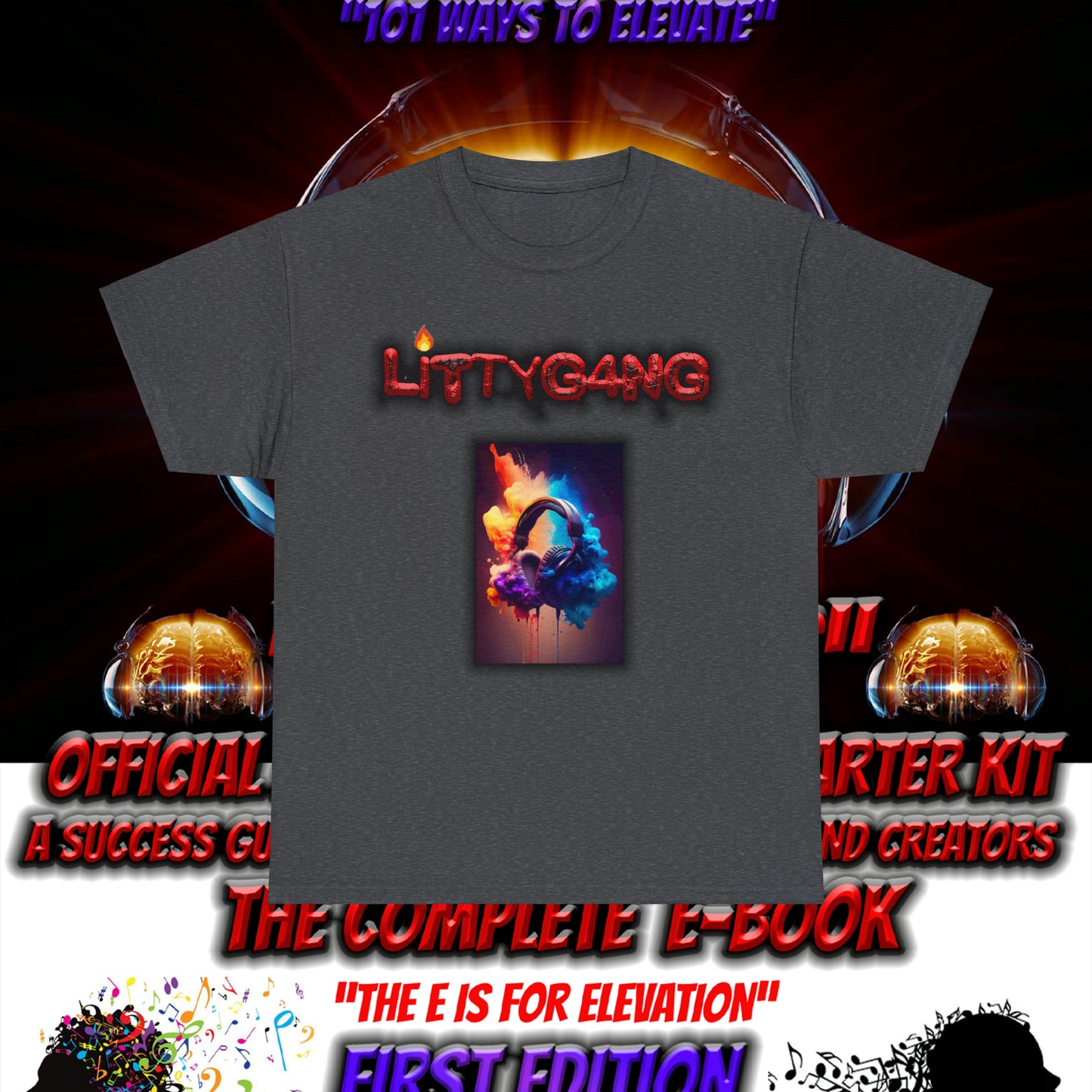 OFFICIAL "LITTYGANG" Littok Radio Tee - Datboijay Artist Elevation Ebook  Logo T Shirt